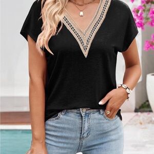 Elegant Black Lace V-Neck Top